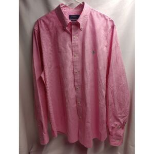 Ralph Lauren XL Pink White Check Classic Fit Long Sleeve Button‎ Down Shirt
